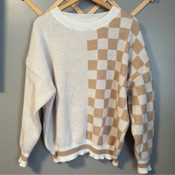 SHEIN | Checkerboard Knit Sweater - Picture 1 of 5
